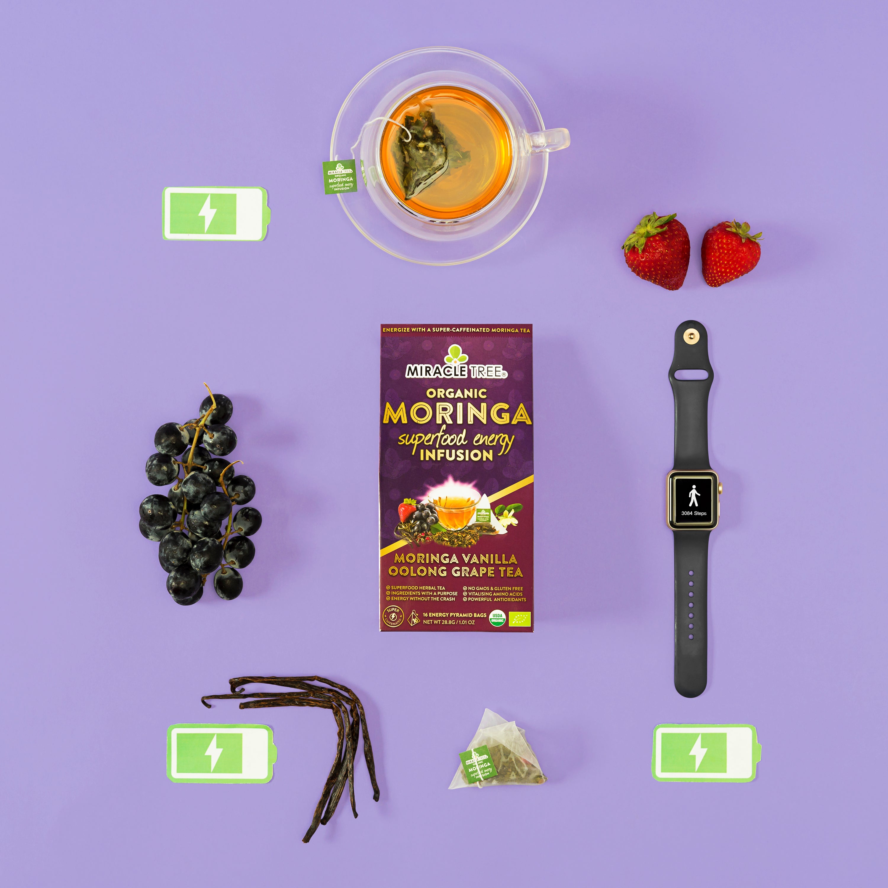 Miracle Tree's Moringa Energy Tea, Grape Vanilla